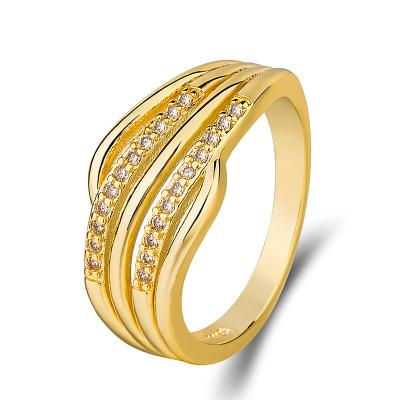 China CLASSIC silver, gold and rose gold plated CZ stainless steel wedding ring, for sale