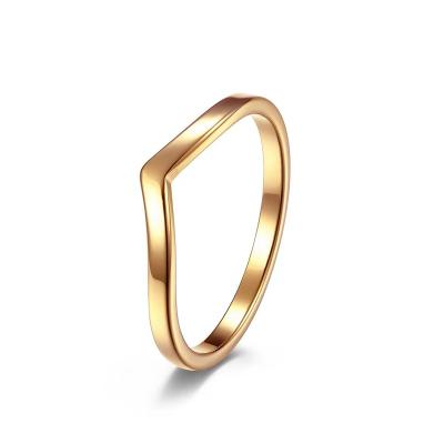 China CLASSIC 3mm Stainless Steel Ring For Women Girls Silver/Gold Rose Gold Chevron Wedding Band Thumb V Shaped Statement Ring Size for sale