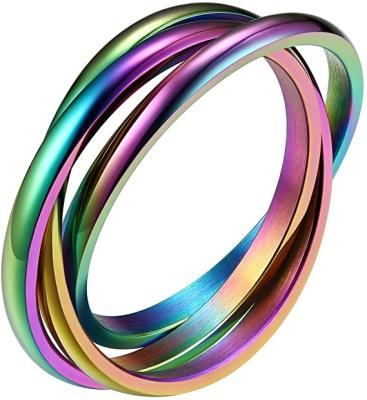 China CLASSIC Interlocking Band Rings for Women Girls, Stainless Steel Cross Stacking Rings in Silver/Rose Gold /Black Gold Tone, Mini for sale