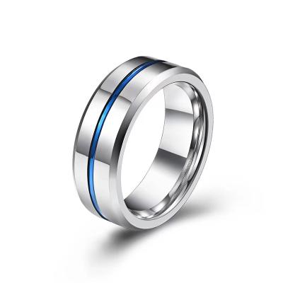 China CLASSIC Stainless Steel Groove Rings For Men And Women Cool Metallic Black And Blue In Various Sizes for sale