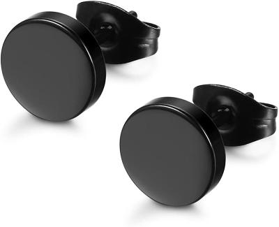 China FASHIONABLE Black Round Stud Earrings Set Stainless Steel Ear Studs For Men Women 3-10mm for sale