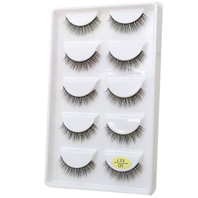 China Handmade Synthetic Mink Lashes Fiber False Eyelashes False Mink Silk Eyelashes for sale