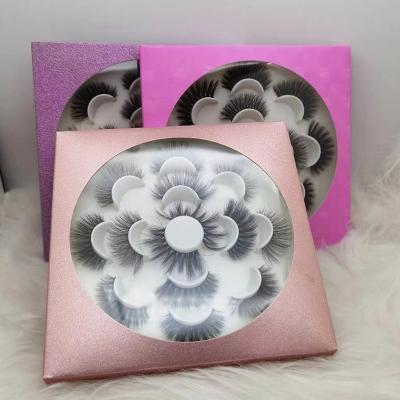 China Flower Handmade Soft Wholesale Pound With 7pairs Lashes Hot Selling Synthetic Silk Eyelash Lashes for sale