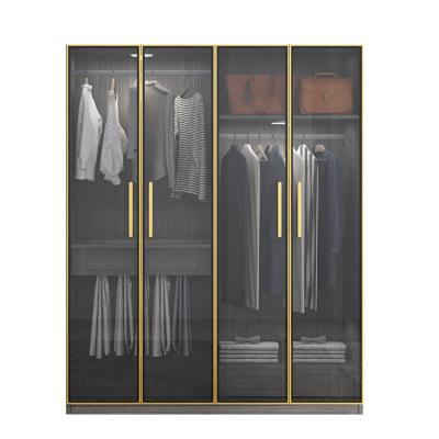 China Adjustable (other) Modern Luxury Bedroom Wardrobe Cabinet space saving bedroom furniture Factory seller wardrobe cabinet Glass door wardrobe for sale