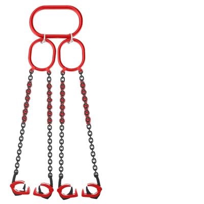 China Wholesale 8.0 Grade Manganese Steel Ring Buckle Lifting G80 Blacken Chain Sling Oil Barrel Elevator Lift Double Chain Sling For Forklift Driving for sale