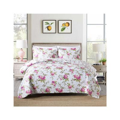 China Professional Manufacture Folded 3 Piece Microfiber Bed Cover Printed Bedding Quilt Quilt Bedspread Set for sale