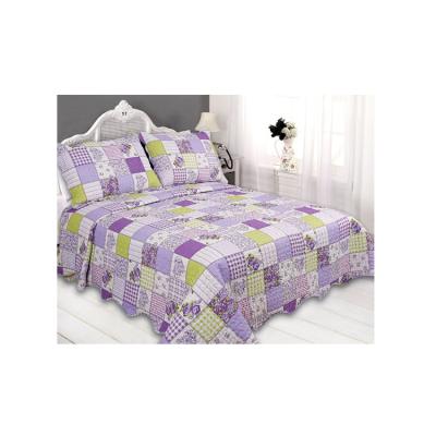 China Economic Folded Custom Design Purple Flower Comforter Set Embroidery Quilted Bedspread Set for sale