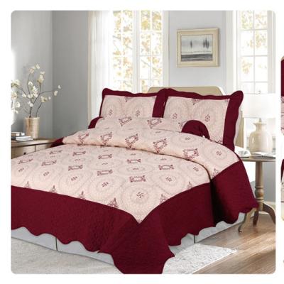 China Modern Soft Touch Bedding Sets Embroidery Comforters Burgundy Microfiber Comforter Sets 3pcs Comforter Colcha Bedspreads Bed Cover for sale