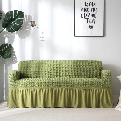 China Modern Sofa Cover With Skirt Solid Color Elastic Stretch Fabric Fitted Stretchable Sofa Protector For Living Room for sale