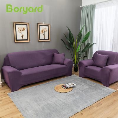 China Modern BORYARD Sofa Cover Solid Color Elastic Stretch Fabric Fitted Sofa Protector Stretchable For Living Room for sale