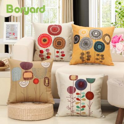 China Home Decor Sofa Bed Decorative Pillowcase Anti-pilling BORYARD Tile Cover Fashion Cotton Flower Pattern 45x45cm Canvas Car Seat for sale