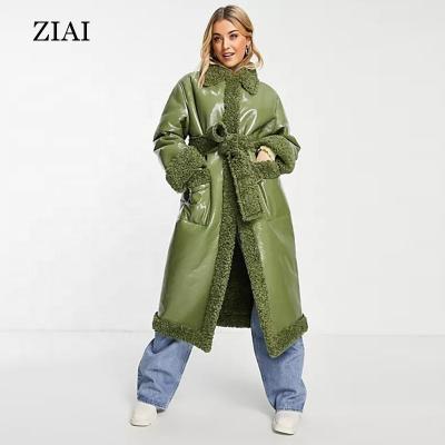 China New Customized High-end Fur Coat Raincoat Waterproof With Belt Fashion Thickened Leather Coat for sale