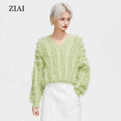 China wholesale Anti-wrinkle Anti-wrinkle v-neck tassel knit sweater sweater loose, fashion lazy, slim and solid color sweater knit sweater for sale