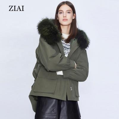 China Wholesale Pai Overcome Winter Women's Fashion Raccoon Coat Loose Collar Zipper Raincoat Raincoat Short Big Fur Coat for sale