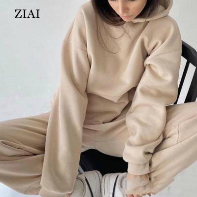 China Fashion Breathable Casual Womens Long Sleeve Crop Top And Pants Two Piece Set Womens Sports Wear Sweat Suit for sale