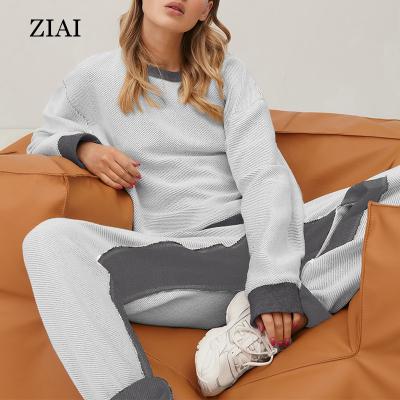 China Breathable Breathable Cuffs Design Two-piece Spring Sense Of European And American Suit Of Color Fashion Contrast Splice Casual Women's Sweater for sale