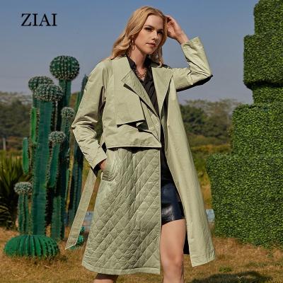 China New Anti-wrinkle Fashion Spring Cotton Splicing Windproof Long Anti-wrinkle Anorak Loose Coat Lapel Warm Slim Coat With Belt for sale