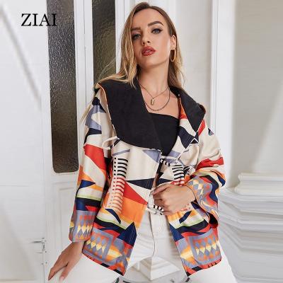 China Wholesale foreign trade women's winter style hooded coat breathable long-sleeved printed woolen coat of the new for sale