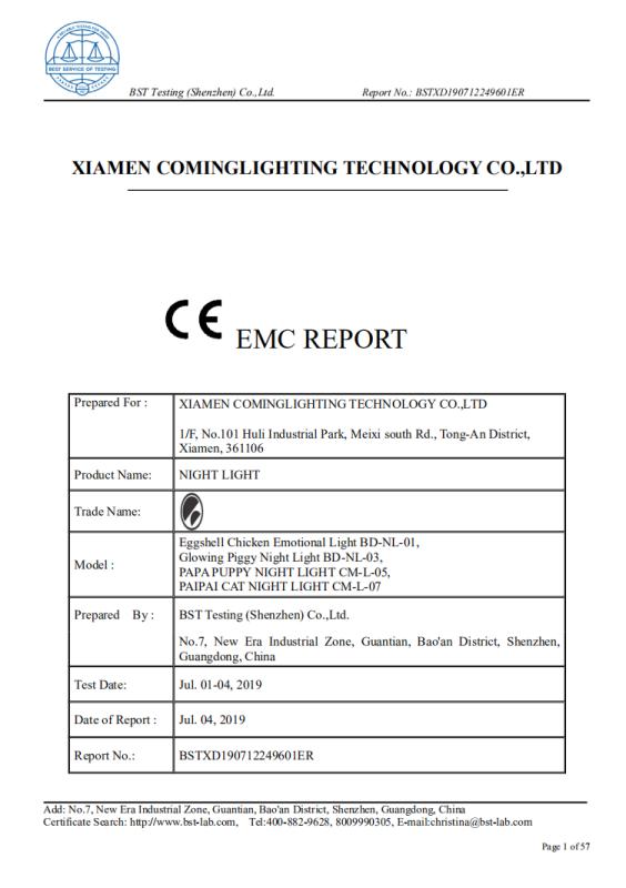 EMC - Xiamen Coming Lighting Technology Co., Ltd.