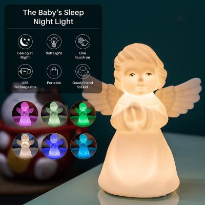 China 2022 NEW DESIGNED EUROPEAN Angel Night Light Kids Led Atmosphere Lamp Silicone Night Party Light For Kids Baby for sale