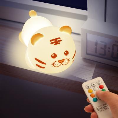 China New Product Modern 7 Tiger Color-Changing Light Children's Silicone Bedroom Led Table Light Remote Control Sleep Lamp for sale