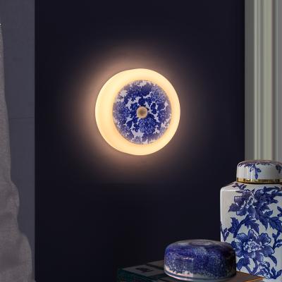 China Creative Light Blue And White Copper Lamp Sense Modern Porcelain Night Lamp Filling Human Body Feeling Smart Home Wardrobe Lamp for sale