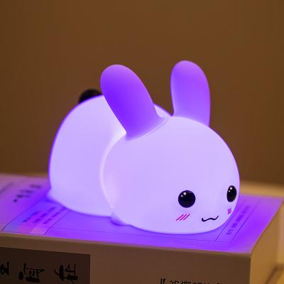 China Bunny Night Lamp Color Changing Remote Control Rechargeable Silicone Night Light Bedroom Nursery Modern Soft Light Lamp Gift for sale