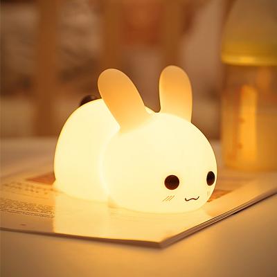 China Newest Modern Factory Wholesale Rechargeable Rabbit Silicone LED Night Light Table Lamp Bedroom Light For Kids Support Custom for sale