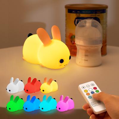 China Luz de noche Touch Modern Colorful Remote Control Switch Friendship Silicone Sensor Night Light Cute Rabbit Baby Night Light Bebe LED for sale