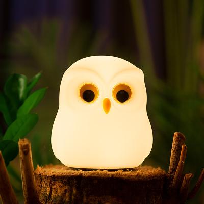 China Owl Baby Kids Night Lights Silicone Multicolor Warm Colorful Led Tapping Lamps USB CUTE Soft Rechargeable Animal Touch Sensor for sale