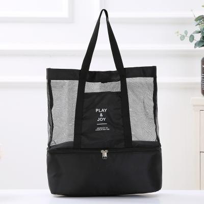 China Custom Made Fashionable Mesh Summer Handbags Women Tote Large Beach Cooler Bag for sale