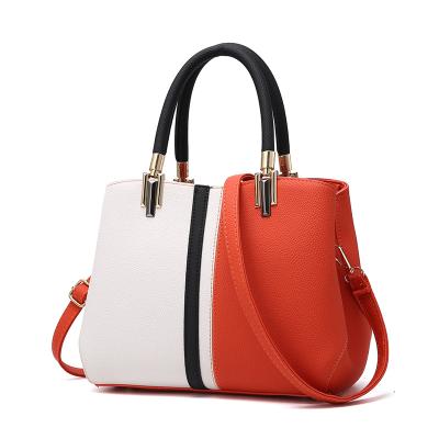 China new Multi-pockets color fashion contrasting large PU shoulder bag women purses and handbags ladies for sale