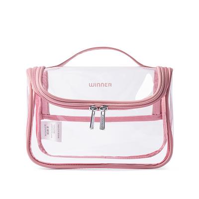 China Large Capacity Logo Private Label Custom Toiletry Makeup Bags Transparent PVC Clear Cosmetic Bag for sale