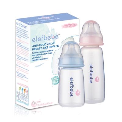 China BPA Free Neck 150ml 240ml PP Baby Feeding Bottle Set Standard Milk Bottle In China for sale