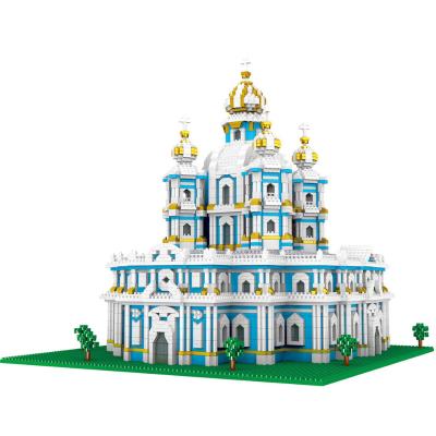 China World Famous Architectural Building Blocks Micro Building Block Smolney's Church 3D World Famous Architectural Model Building Blocks Set 3737PCS For Kids for sale