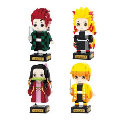 China Multi-character model anime block model series cartoon toys character trainer kids assembled plastic building block for sale