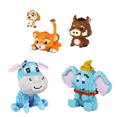 China Cute Micro Cartoon Mini Action Figure Block Series Kit 3d Elephant And Lion Model Toy Set Toys For Children for sale