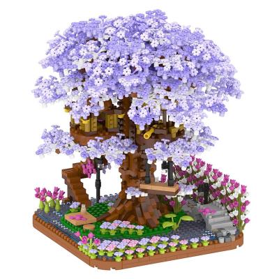 China Mini Micro Bricks Cherry Blossom Bonsai Tree Building Block Mini Micro Bricks Street View DIY Series Building Toy Set for Kids for sale