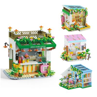 China DIY Assembly Toys Interesting Sunshine Greenhouse DIY Fairy Tale City Street View Building Block Puzzle Assembly Toys For Girls Play Set for sale