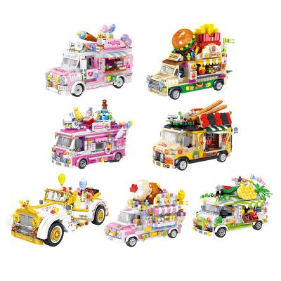 China Street View Building Block Kids Street View Building Block Car Set Mini Educational Toys Block Kids Diy Street View Block Toys for sale