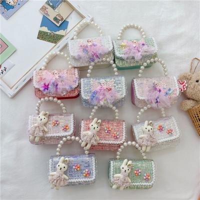 China Other New Arrival Fashion Sequin Mini Crossbody Bag Bow Princess Handbag Cute Chain Pearl Coin Purse Bag For Girl for sale