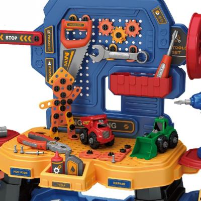 China MODEL TOY Children's simulation drill tool workbench set toys with chair multi-function tool table toy HC589685 for sale