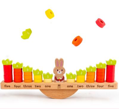 China Eco-friendly Wooden Early Balance Cognitive Number Rabbit Enlightenment Education Toy Children's Material Formula Table Arithmetic Card for sale