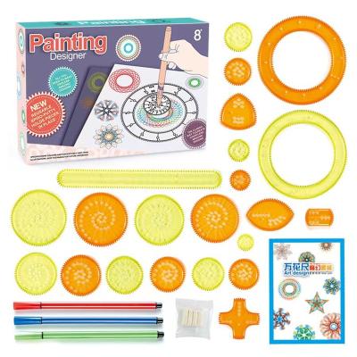 China Spirograph 27pcs Plastic Drawing Painting Drawing Accessories Toy Spirographs Educational Toy Set Interlocking Gears Wheels for sale