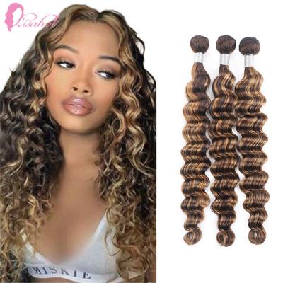 China Black Friday Promotion 100% Brazilian Human Remy Hair Extensions P4/27 Loose Deep Dark Brown Bundles P4/27 For Wedding for sale