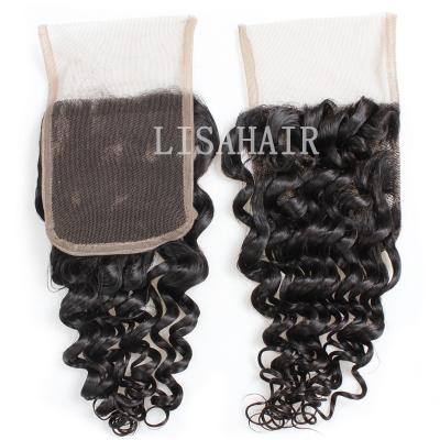 China Deep Wave Lisa Unprocessed 2021 100% Brazilian 4X4 Lace Up Deep Wave Closure Wigs Hair Lace Front For Black Women for sale