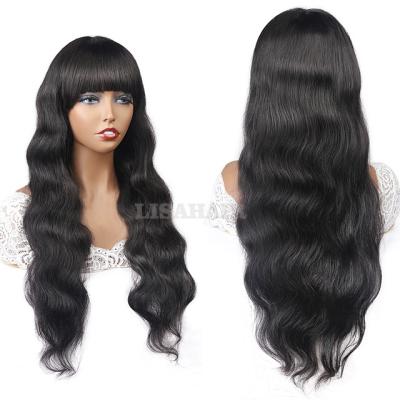 China Lisa Factory Direct Sales Smooth Straight Body Wave Machine Made Natural Hair Wigs For Black Women for sale