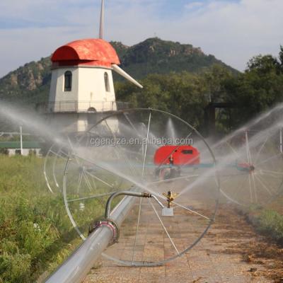 China Agricultural Mobile Wheel Side Roll Irrigation System Movable irrigation With Aluminum Pipes à venda