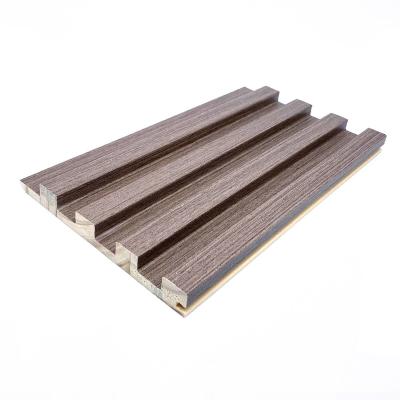 China Modern Exterior Waterproof Fluted PVC Wall Panel  Wood Plastic Composite 3D Wood Grain Panel For Exterior Wall for sale