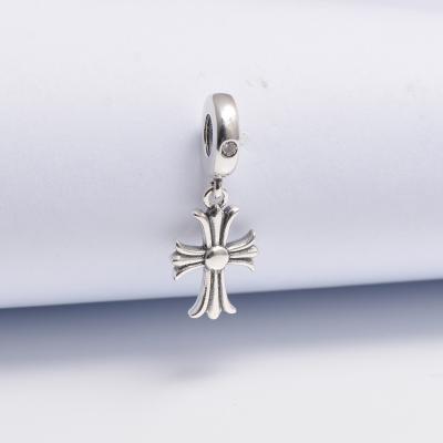 China TRENDY Jewelry 925 Sterling Silver Cross Dangle Charm Designer Bracelet Charm Volume for sale